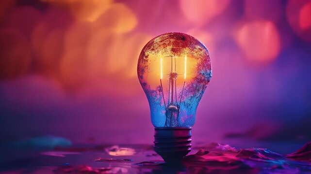 solution decoration 1 colours vibrant lamp creative symbol painting invention concept dimensional bulb art paint coloured design element effect blue energy power out saturated innovation splash nopeop