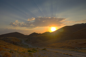 sunset over the mountains