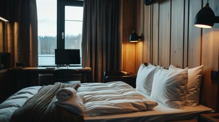 Hotel with 3 or 4 stars, generative stock