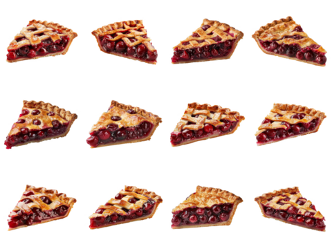Nine Slices of Cherry Pie in a Row with Variations in Angle and Orientation
