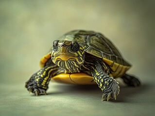 Turtle isolated on paper background