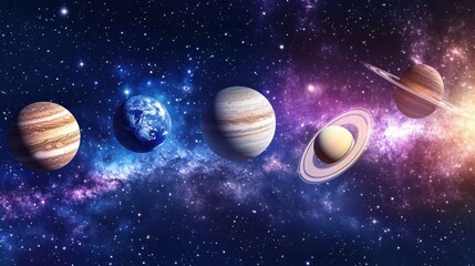 A group of planets are shown in the outer space, AI