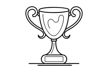 Elegant Line Drawing of a Trophy Cup Vector Art Illustration