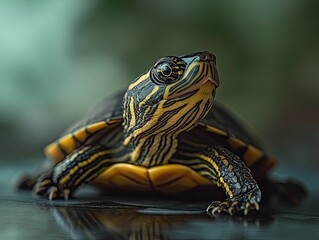 Fototapeta premium Turtle isolated on paper background