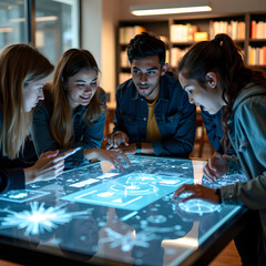 Fototapeta premium Students Working Together on a Group Project.