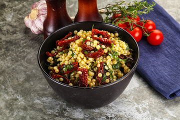 Vegetarian Pasta ptitim with vegetables