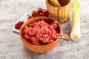 Minced beef meat in the bowl