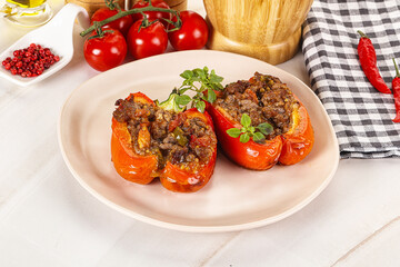 Bell pepper stuffed minced meat