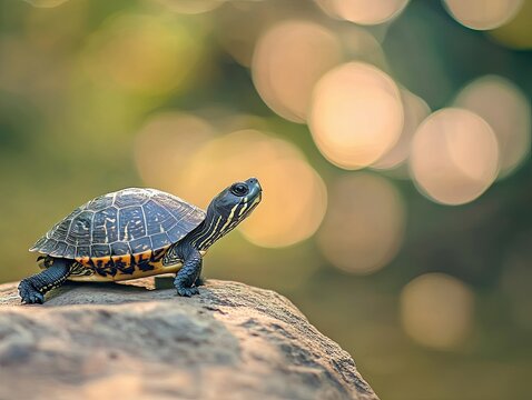 Turtle isolated on abstract background