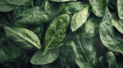 Obraz premium realistic and detailed Background of fresh spinach arranged together on whole image 