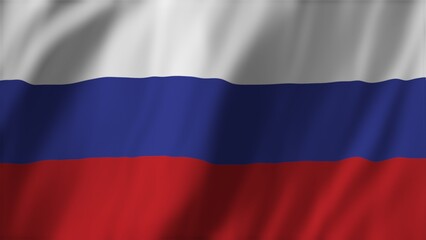 Russia flag with three white, blue and red stripes, fluttering in wind, patriotic concept. Russian Federation national flag waving, used for propaganda reasons, 3D rendering