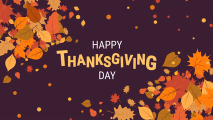 Happy Thanksgiving Day cartoon style vector illustration. Design for banner, flyer, invitation card, coupon, voucher