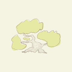 Tree illustrations, nature or healthy lifestyle topics, green, flat vector illustrations.