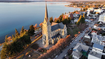 Church Of Bariloche At Bariloche In Rio Negro Argentina. Medieval Church. Downtown Scene. Stunning Cityscape. Church Of Bariloche At Bariloche In Rio Negro Argentina.