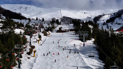 Cerro Catedral At Bariloche In Rio Negro Argentina. Snowy Mountain. Ski Station Landscape. Rio Negro Argentina. Winter Sports. Cerro Catedral At Bariloche In Rio Negro Argentina.