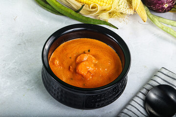 Indian cuisine - spicy prawn masala