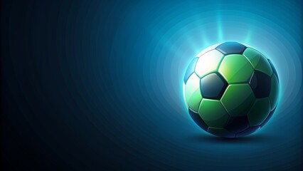 Naklejka premium Flat background with abstract soccer ball design in dark blue and green colors, Soccer, Ball, Abstract, Design, Background, Flat