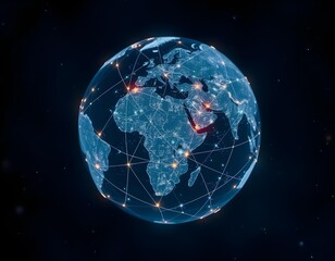 Naklejka premium holographic Earth background illuminated by soft neon lights create with ai