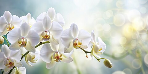 Obraz premium Close-up of white orchid flowers, white, orchid, flowers, petals, bloom, close-up, detailed, beauty, flora, tropical, exotic