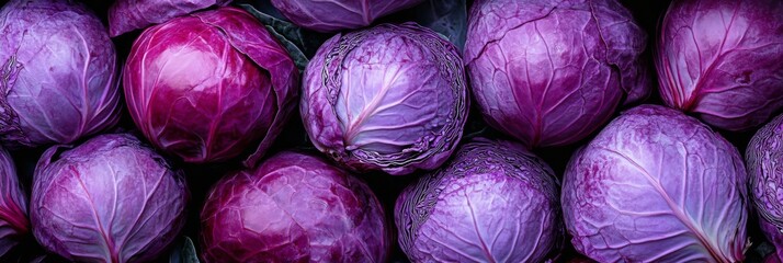 Obraz premium Vibrant and colorful purple cabbages that are perfect for creating fresh dishes and artistic food presentations