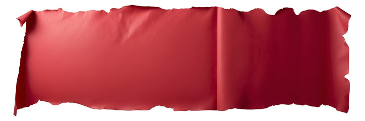 Large Torn Red Paper Sheet with White Background