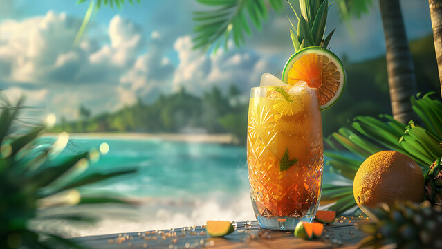 realistic high-resolution photo of cocktail, with detailed background