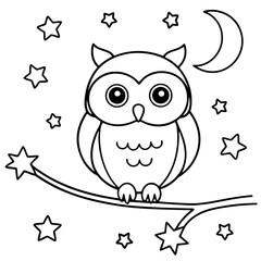 owl on branch line art 