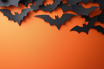 Fototapeta premium halloween background with cutout paper bats, with room for text