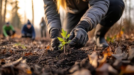 Fototapeta premium Conservation volunteering, vibrant efforts, environmental stewardship, collective action