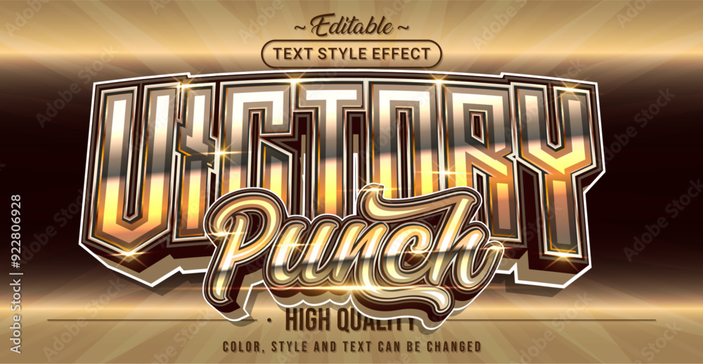 Poster editable text style effect - victory punch text style theme.