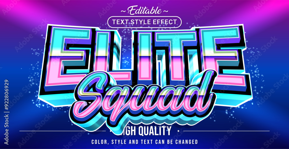 Aufkleber editable text style effect - elite squad text style theme.