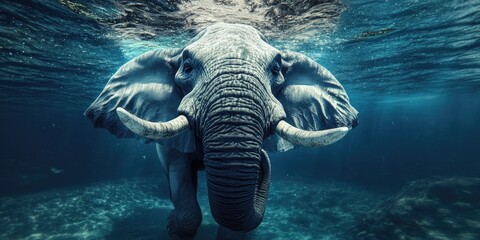 Elephant Underwater with Scuba Gear