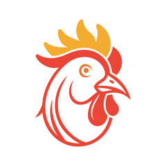 simple chicken vector one line illustration, colorful chicken art, abstract chicken rooster face head mascot logo vector icon