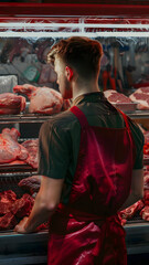 realistic high-resolution photo of butcher, with detailed background