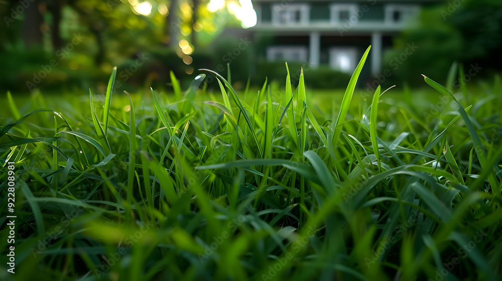 Wall mural transforming the yard of my home into a grassy lawn