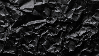 Black Vintage Crumpled Paper Texture Background. Paper Overlay.