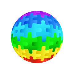 Colorful spherical puzzle stock vector isolated on white background
