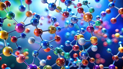 Abstract background with colorful molecular structures, science, chemistry, biology, structure, molecular, abstract