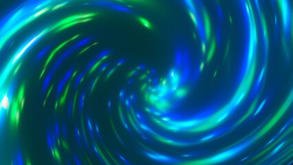 Sci-fi abstract grainy background 8K 16:9. Swirl motion of defocused cyan, light green, blue particles on black backdrop. Hi-tech retro futuristic space wallpaper poster banner. Glowing cosmic vortex