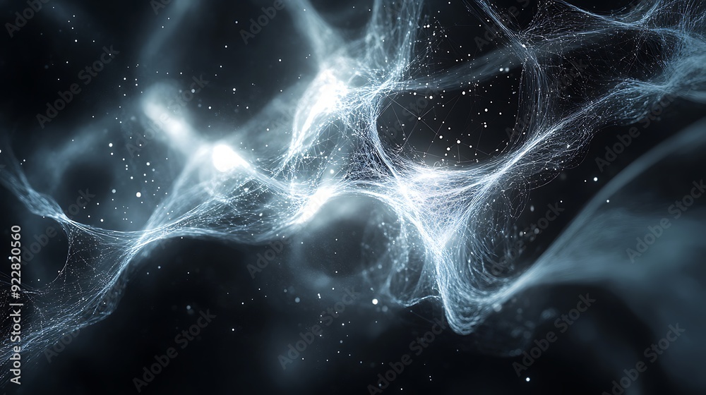 Aufkleber Abstract Visualization of AI with Swirling Lines and Digital Particles