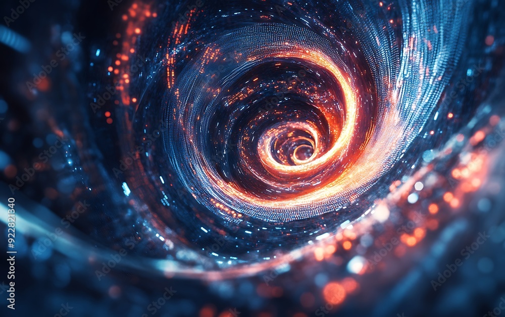Leinwandbilder Swirling Vortex of Digital Code and Light, Representing AI Algorithms Complexity, Cosmic Void Background