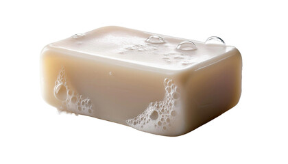 Close-Up of a Bar of Soap on White Background