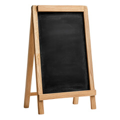 Blank black wooden chalkboard sign mockup isolated on transparent background