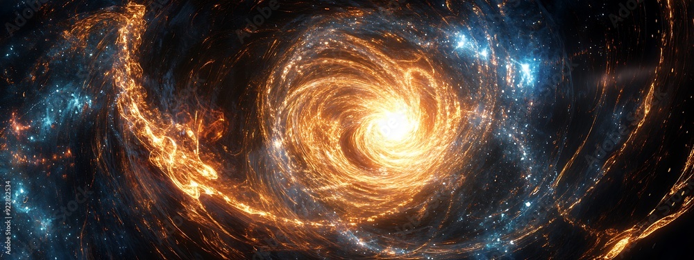 Aufkleber Swirling Digital Maelstrom of Code and Light, Representing AI Algorithms Complexity in Cosmic Futuristic Space