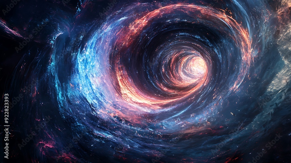 Aufkleber Swirling Digital Vortex of Code and Light, Representing AI Algorithms Complexity in Cosmic Futuristic Space