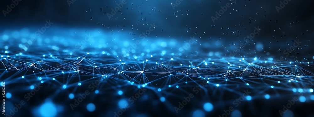 Aufkleber Abstract AI Representation as a Glowing Matrix of Interconnected Lines and Nodes, Pulsing with Light