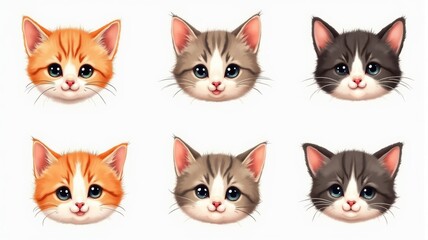 Adorable Kitten Faces Illustration â€“ Cute Cat Portraits, Fun Animal Illustration for Kids and Cat Lovers
