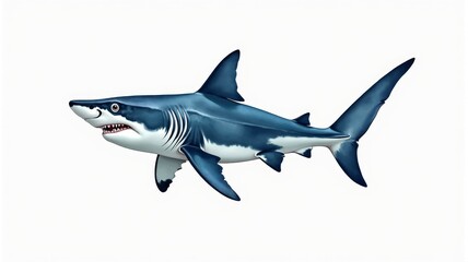 Obraz premium Cartoon Great White Shark Illustration - Marine Life Illustration for Educational Use and Children's Books