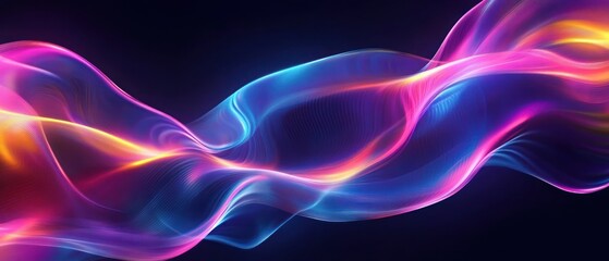 Abstract Neon Wave of Light in Pink, Blue, and Yellow