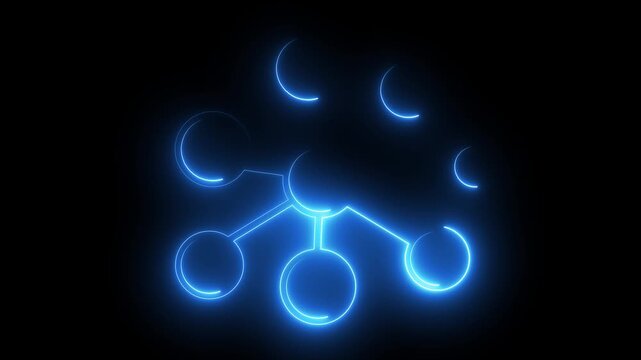 Neon line networking concept with pink color animation. 